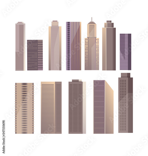 Modern building skyscraper isolated set. Vector flat graphic design cartoon illustration