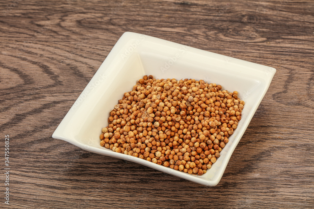 Coriander seeds in the bowl Coriander seeds in the bowl