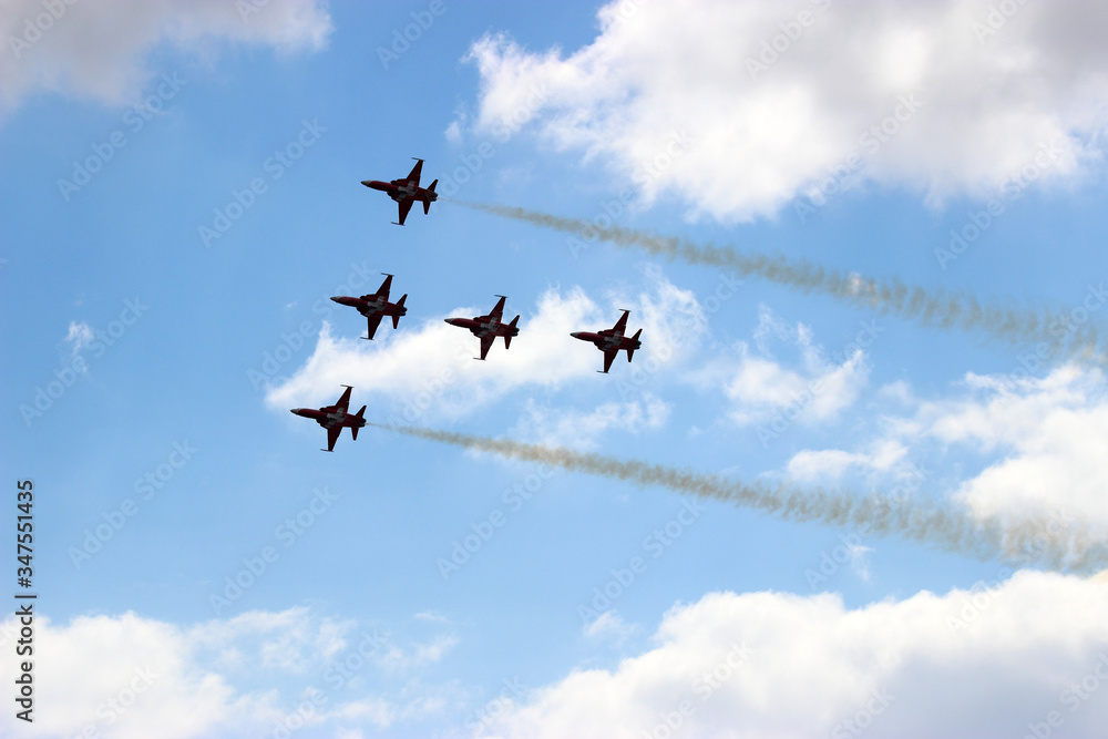 Fototapeta premium Military aircraft during the flight