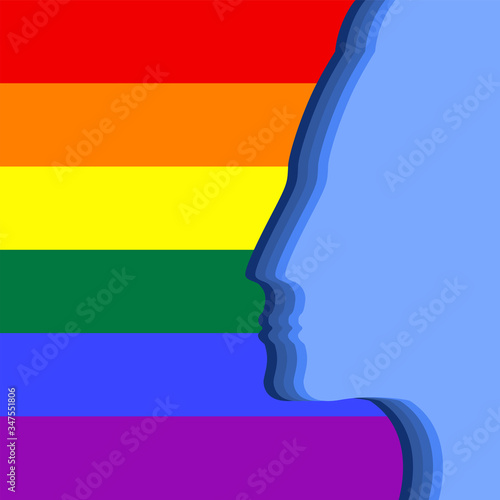 Pride rainbow flag LGBT movement - Persons multilayer - colorful illustration - vector. Gay Pride. LGBT concept.