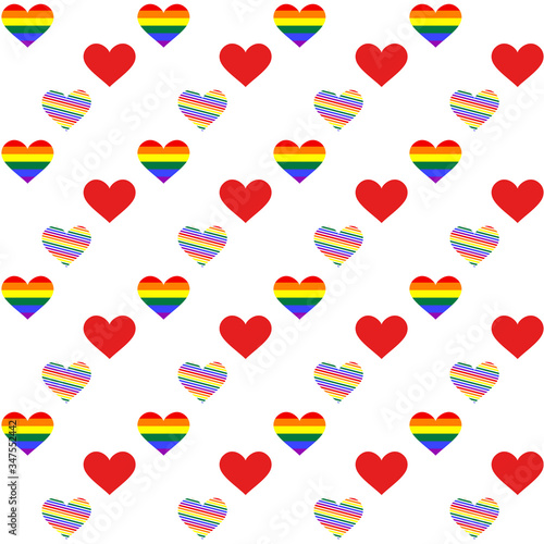 Pattern of rainbow colorful elements of hearts - vector. Gay Pride. LGBT concept.