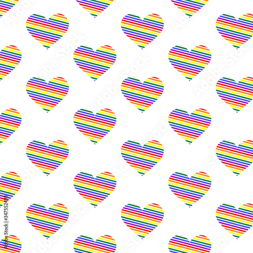 Pattern, heart in rainbow colorful lines - vector. Gay Pride. LGBT concept.