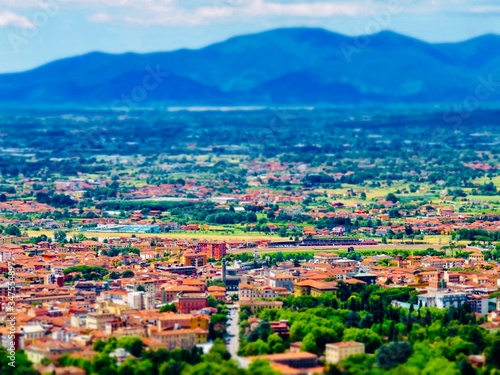 Montecatini Terme Italy viewed from Montecatini Alto, taken with tilt shift lens
