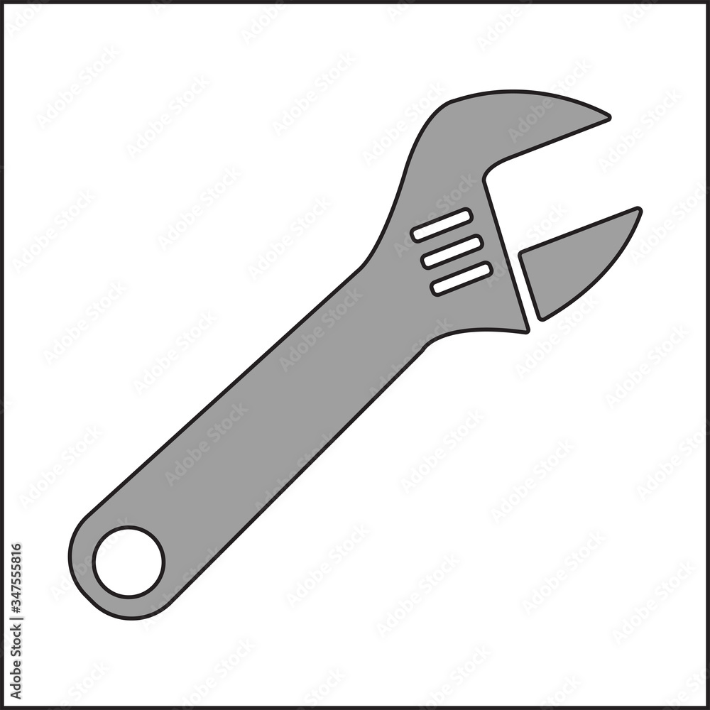 Simple isolated wrench silhouette, Maintenance symbol Simple isolated wrench silhouette, Maintenance symbol