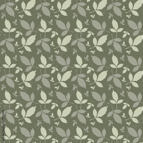 Green seamless background with twigs