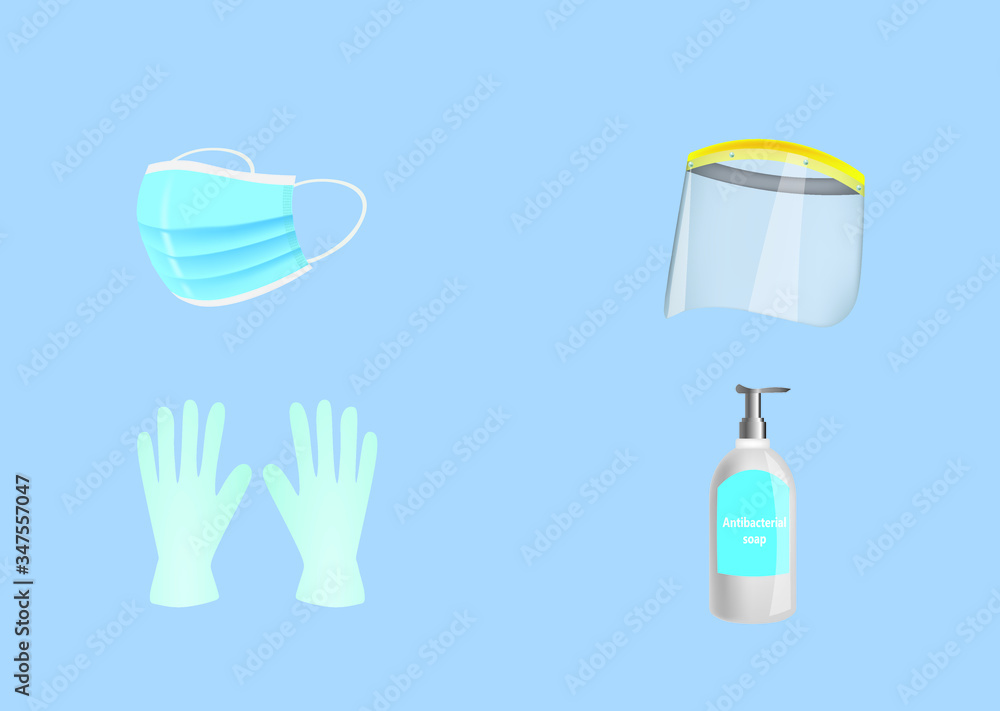 Epidemic safety equipment set. vector illustration Epidemic safety equipment set. vector illustration