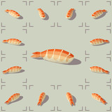 Low poly vector isometric sushi with tuna