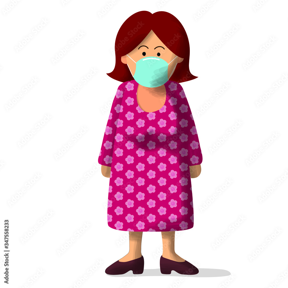 woman, a nice character with protective mask woman, a nice character with protective mask