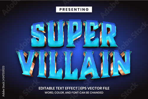 blue metallic game logo template - editable text effect