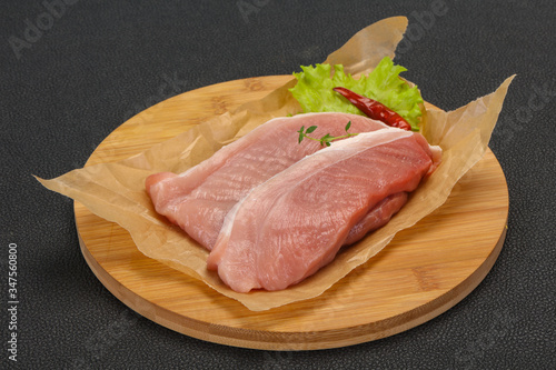 Juicy raw pork steak meat