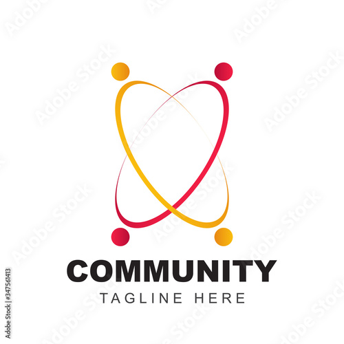 Community logo icon design with colorful people shapes. Symbol of teamwork, together, and group human concept vector illustration can use for company branding, discussion forum, social network, team