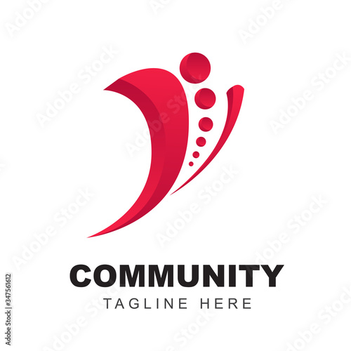 Community logo icon design with colorful people shapes. Symbol of teamwork, together, and group human concept vector illustration can use for company branding, discussion forum, social network, team