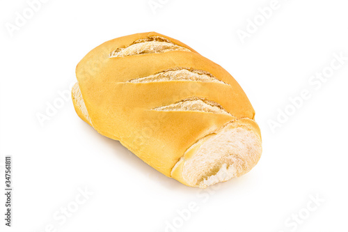 Traditional bread from Brazil, known as French bread, thick dough, carioquinha, cacetinho or bald bread. Isolated on white background, high resolution image.