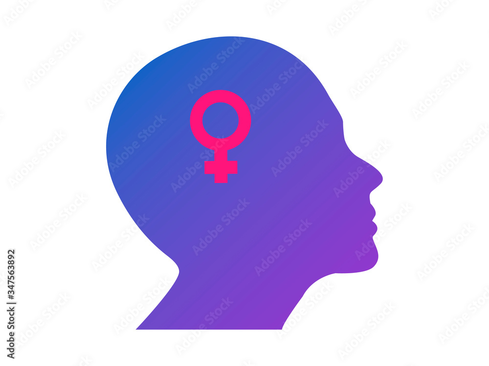 illustration of a woman's face in profile, feminism, girl power