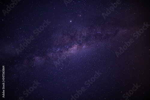 Panorama view universe space shot of milky way galaxy with stars on a night sky background. The Milky Way is the galaxy that contains our Solar System. photo