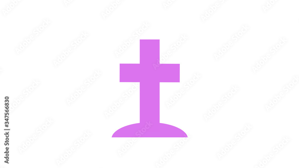 Cross grave stone icon appearing from the ground death concept pink Cross grave stone icon appearing from the ground death concept pink