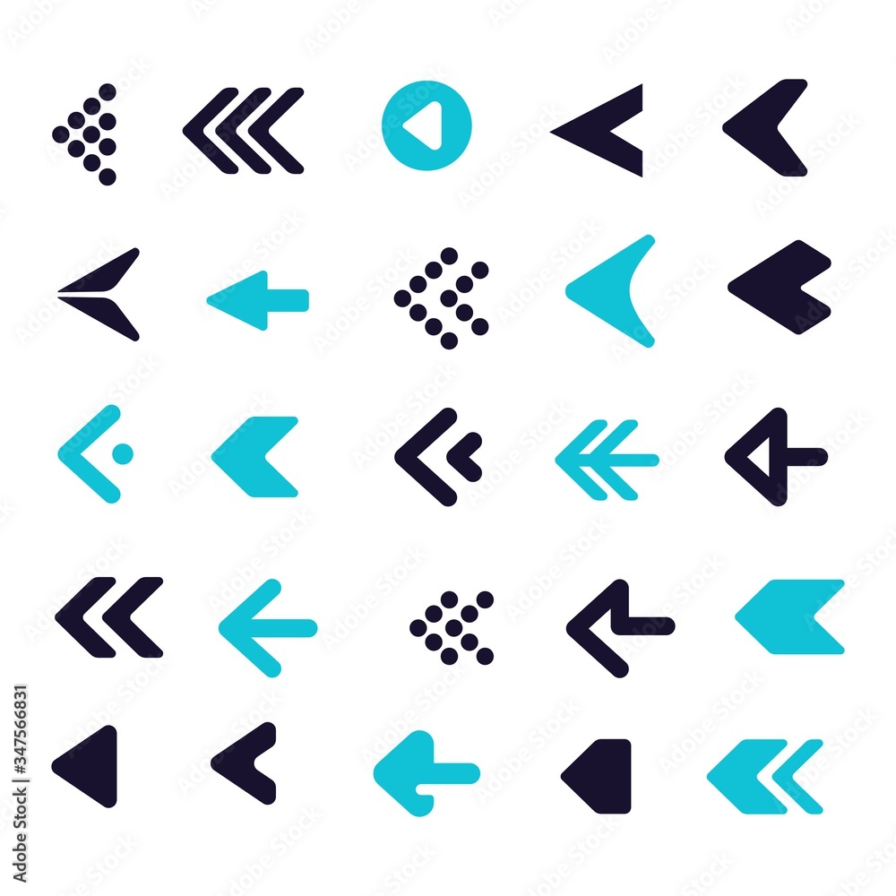 set of flat design pointer cursor Infographic icon arrow pack