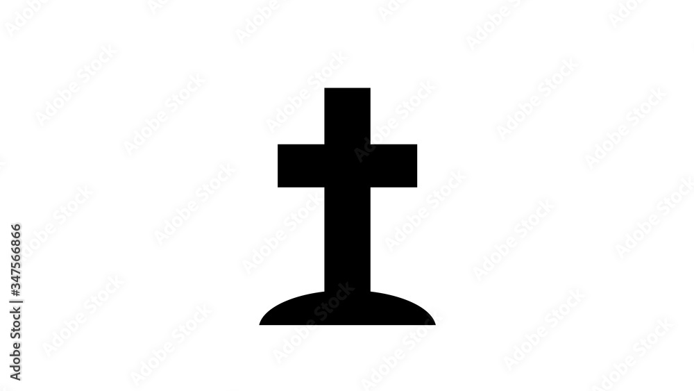 Obraz premium Cross grave stone icon appearing from the ground death concept black