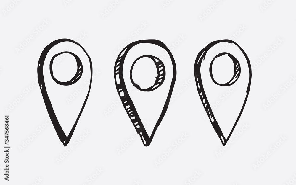 Map pointer vector hand drawn illustration Map pointer vector hand drawn illustration
