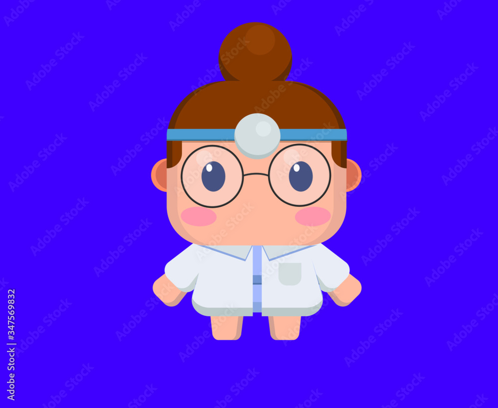 flat design of small character vector,
female doctor