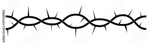 Crown of thorns, seamless pattern of plants with spikes. Symbol of suffering isolated on a white background. Christian symbol, suitable for print t-shirt or other merch. Vector illustration