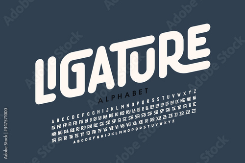 Ligature font, uppercase and lowercase alphabet letters with ligatures photo