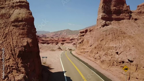 Traveling through the shell ravine on the route, Calchaqui Valley, Salta, Argentina photo