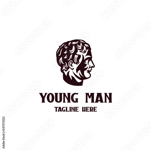 Young man logo design. Awesome a young man silhoutte. A young man logotype.