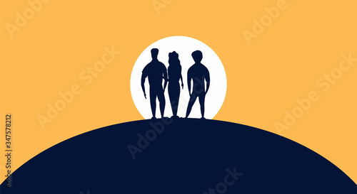 World refugee day concept immigrant international background. Human help vector awareness migrant humanitarian crisis care. Support life Earth global illustration planet banner freedom together
