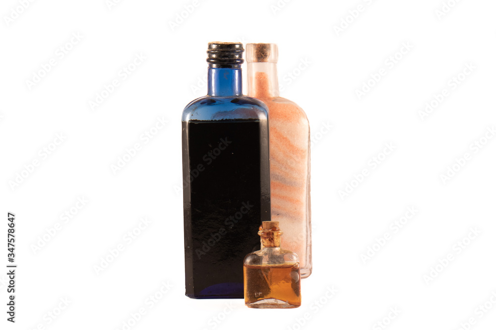 Three old bottles on a white background Three old bottles on a white background