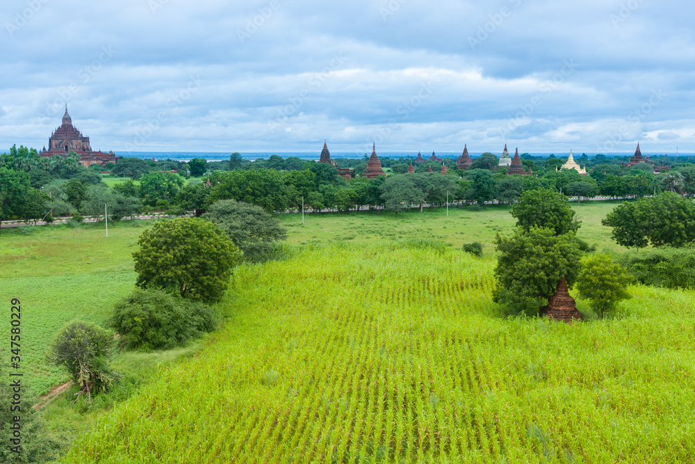 Myanmar Travel Images stupa dotted across rural landscape