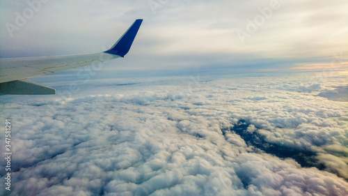 Dusseldorf, late autumn - winter. airplane wing. aerial photography. Clouds. Europe