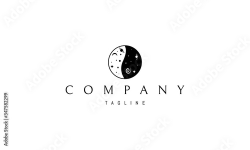 Vector logo on which the abstract image of the yin and yang symbol in the form of space.