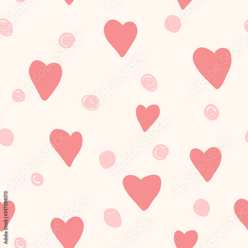 Seamless pattern of vintage elements. Vector background. Heart and dot.