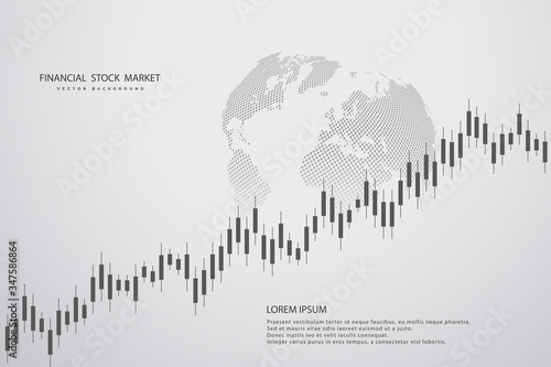 Stock market graph or forex trading chart for business and financial concepts, reports and investment on grey background . Vector illustration