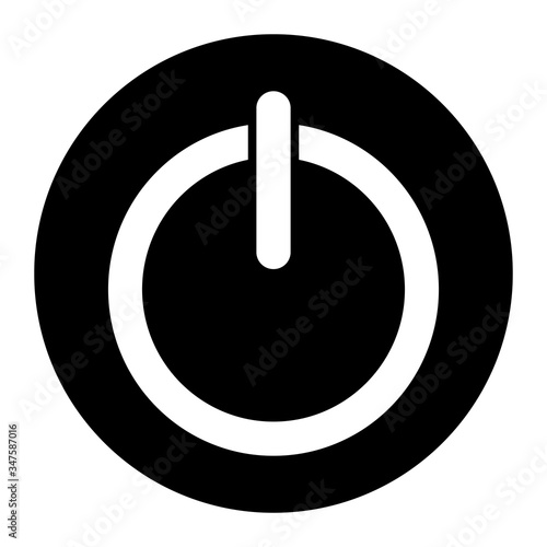 Shut down icon vector on black circle. White background