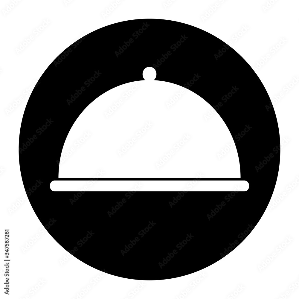 Tray icon vector on black circle. White background Tray icon vector on black circle. White background