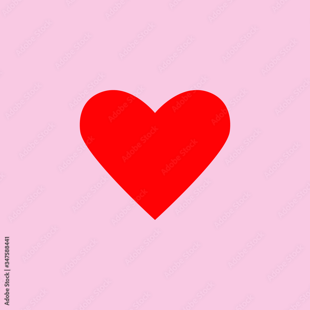 Red heart on pink, sign, love, affection, feelings, relationship, medicine background, vector illustration
