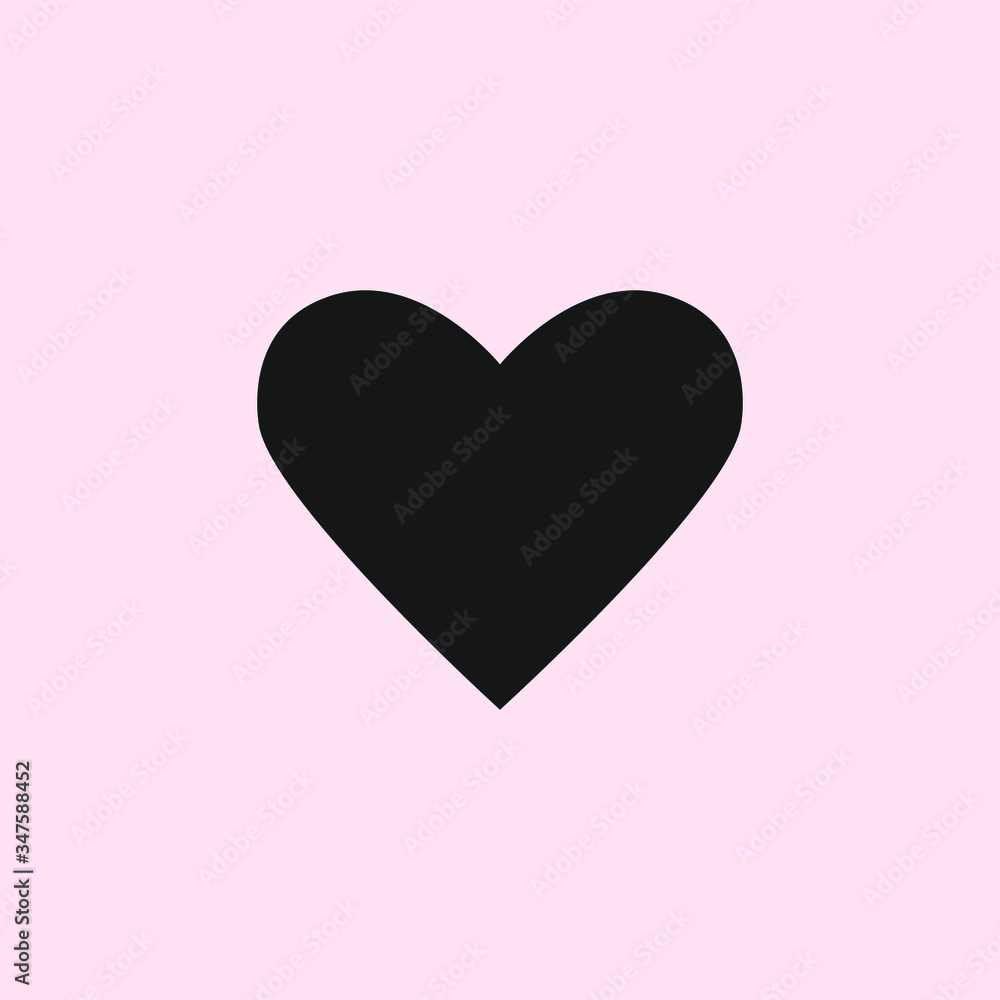 Black heart on a light background, icon, emblem, logo, vector illustration

