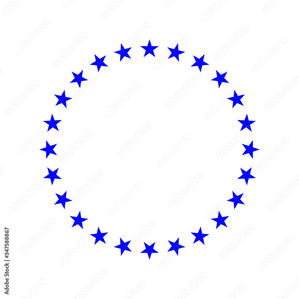 circle with blue stars, emblem, icon, logotype, poster, frame, print version vector illustration

