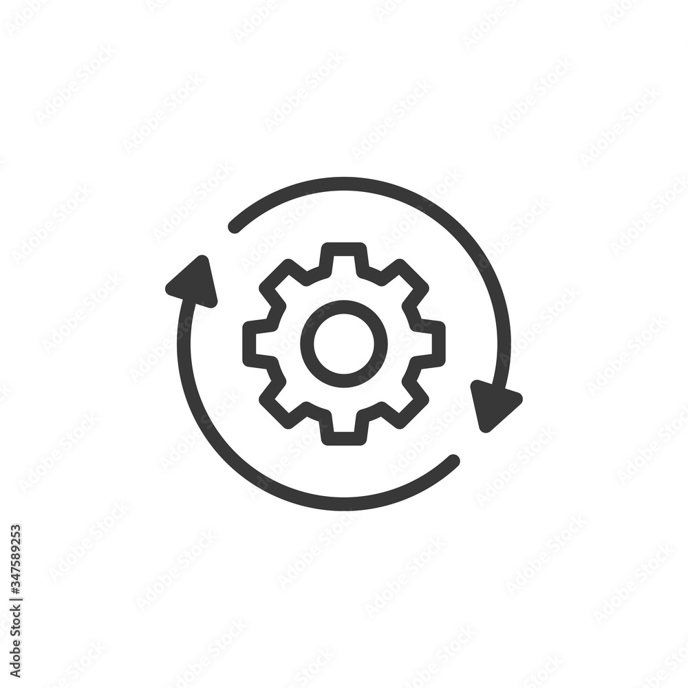 Gear/settings with arrows icon. Reset button icon. Gear/settings with arrows icon. Reset button icon.