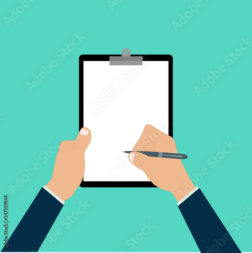 hand signing paper document pen blank paper vector