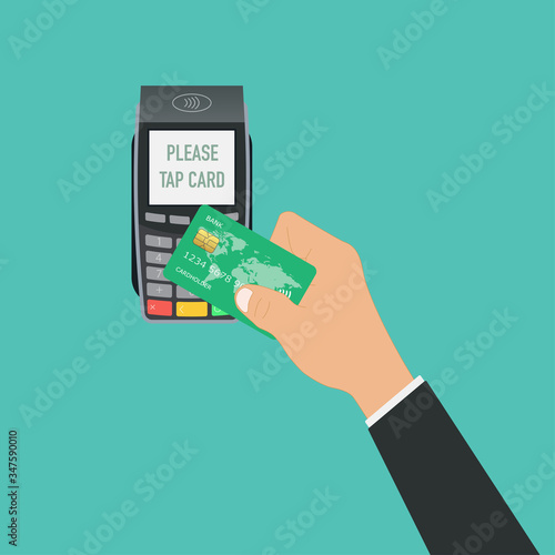 nfc tap card payment contactless terminal vector illustration