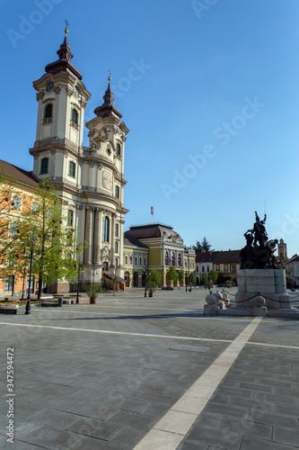 Dobo square in Eger, Hungary on a spring afternoon