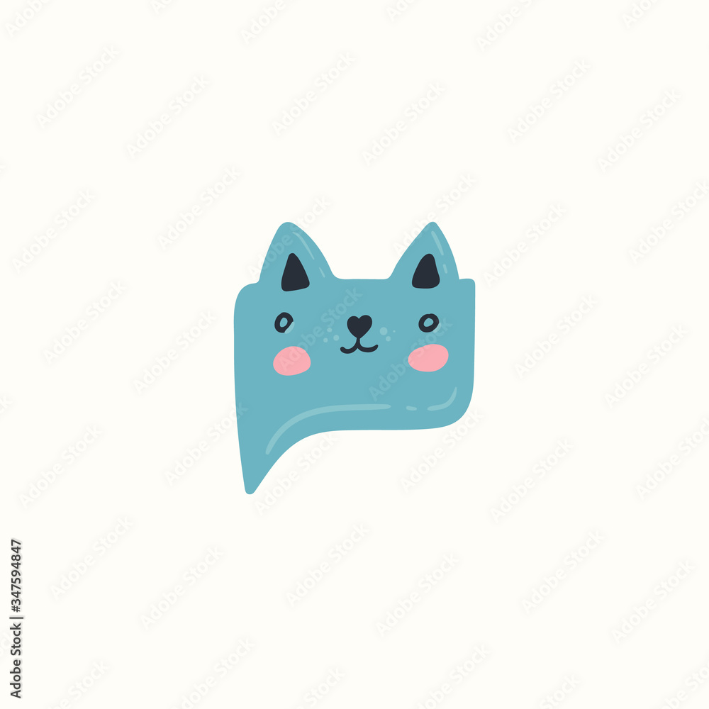 Cat. Animal character. Work at home, coworking space, concept vector illustration. For poster design, kids print, greeting card, social media post, cards, textile. Scandinavian style.
