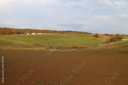  Scenery with bundle of hay near Plesivec village in middle-eastern Slovakia photo