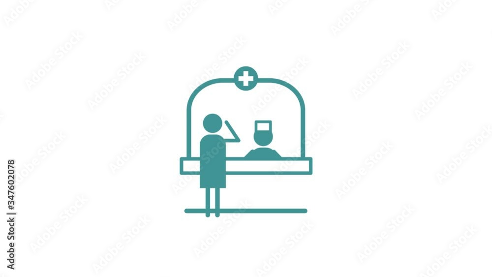 Ambulance reception flat cartoon motion. Clinic staff wait to meet patient for medical care, diagnosis appointment and emergency.Man Visit to get doctor consultation. Nurse work in hospital office Ambulance reception flat cartoon motion. Clinic staff wait to meet patient for medical care, diagnosis appointment and emergency.Man Visit to get doctor consultation. Nurse work in hospital office