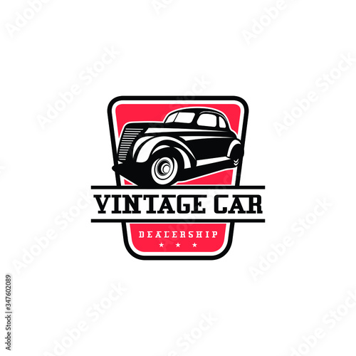 Vintage car racing logo design. Awesome vintage car racing logo. A vintage car racing logotype.