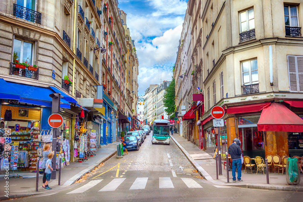 Street in quarter Montmartre in Paris