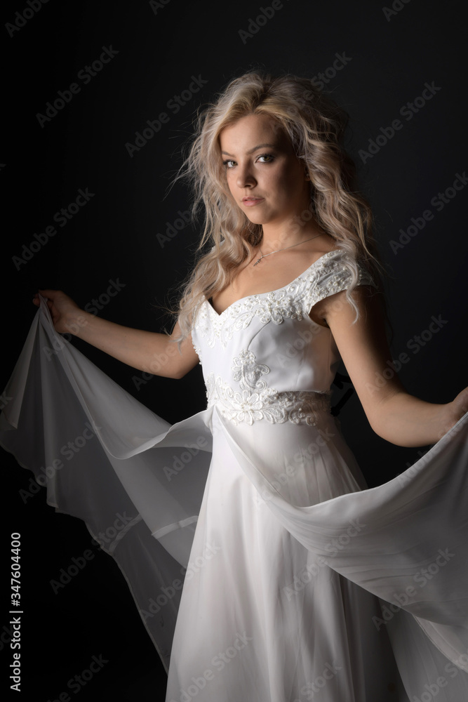 Beauty portrait of bride wearing fashion wedding dress Beauty portrait of bride wearing fashion wedding dress
